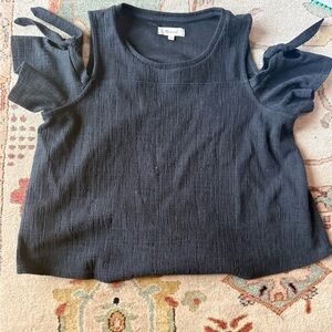 Madewell Black Blouse with Tie Sleeves
